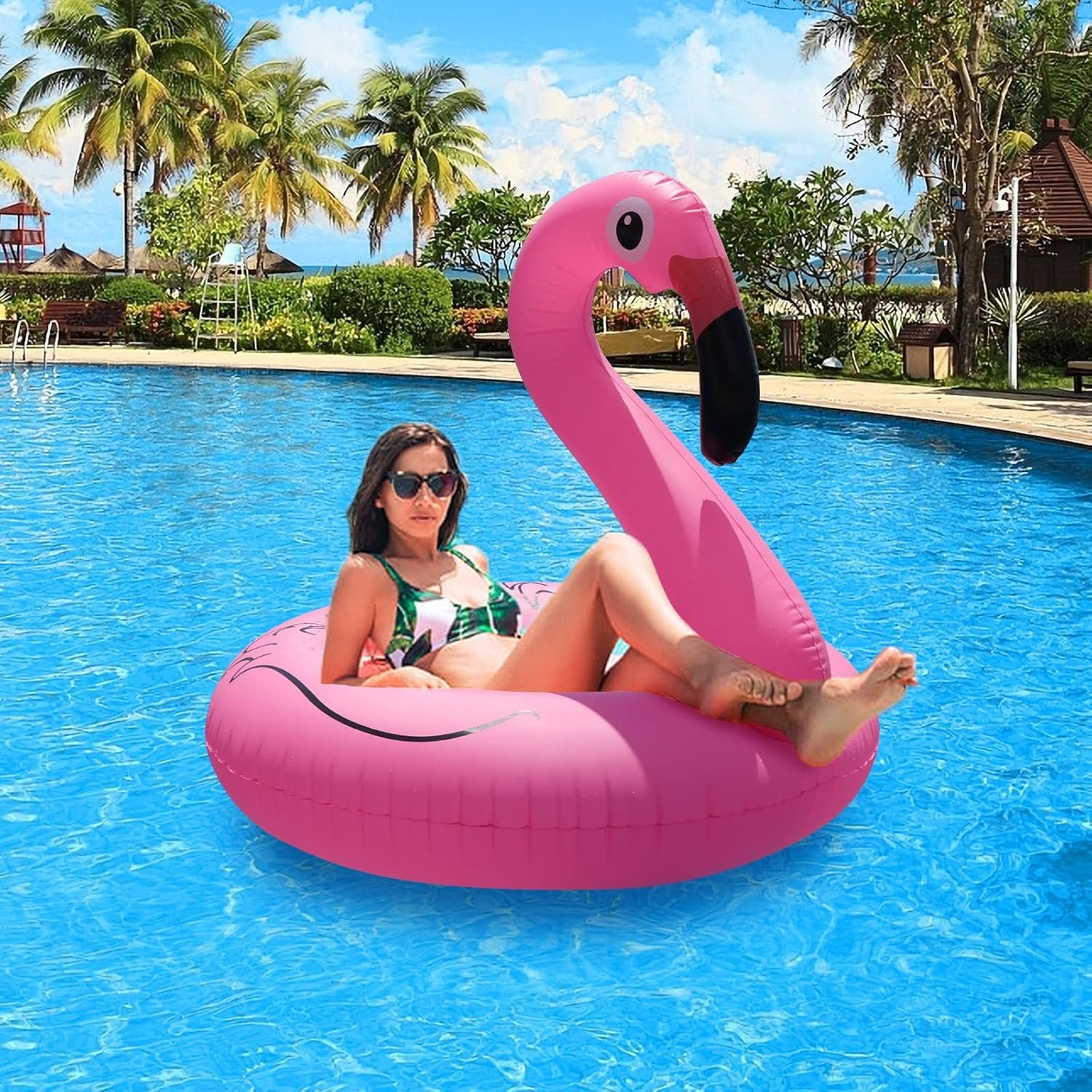 Inflatable Swan Pool Float Boat Solar Powered LED Color Changing Swan Swimming Tube Ring (approximately 106.6 cm)