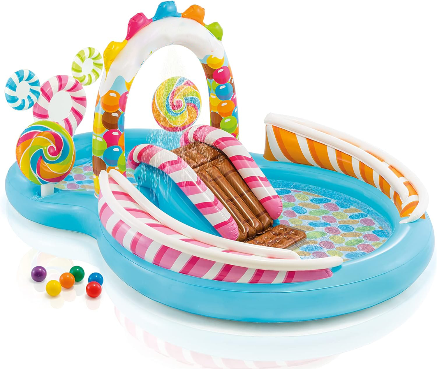 Inflatable Children's Swimming Pool with Sprinkler and Slide