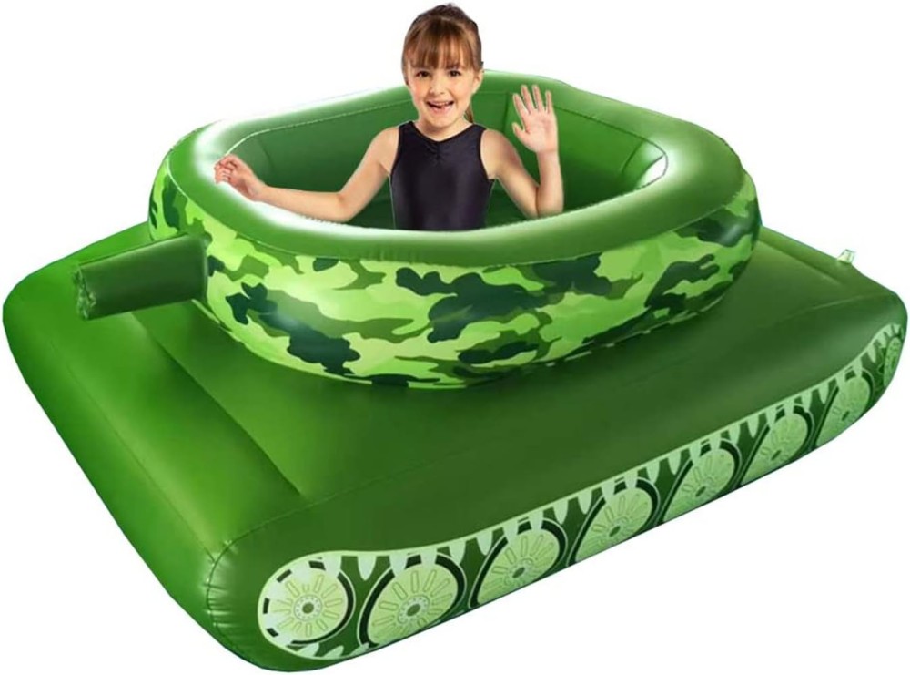 Camouflage Adult Inflatable Tank Swimming Ring Water Toy Car