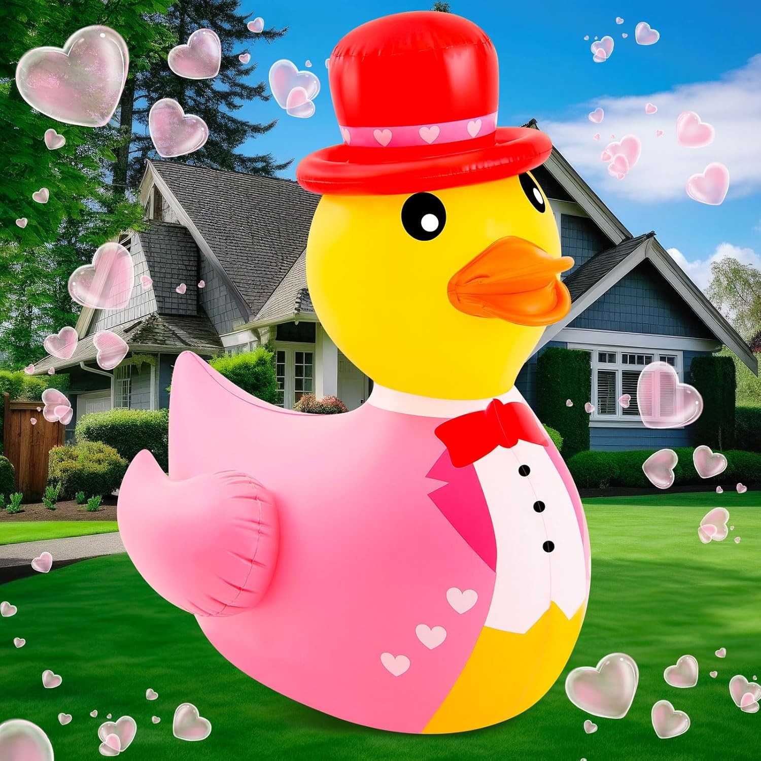 4 ft PVC Valentine's Day Inflatable Giant Duck Valentine Rubber Duckies