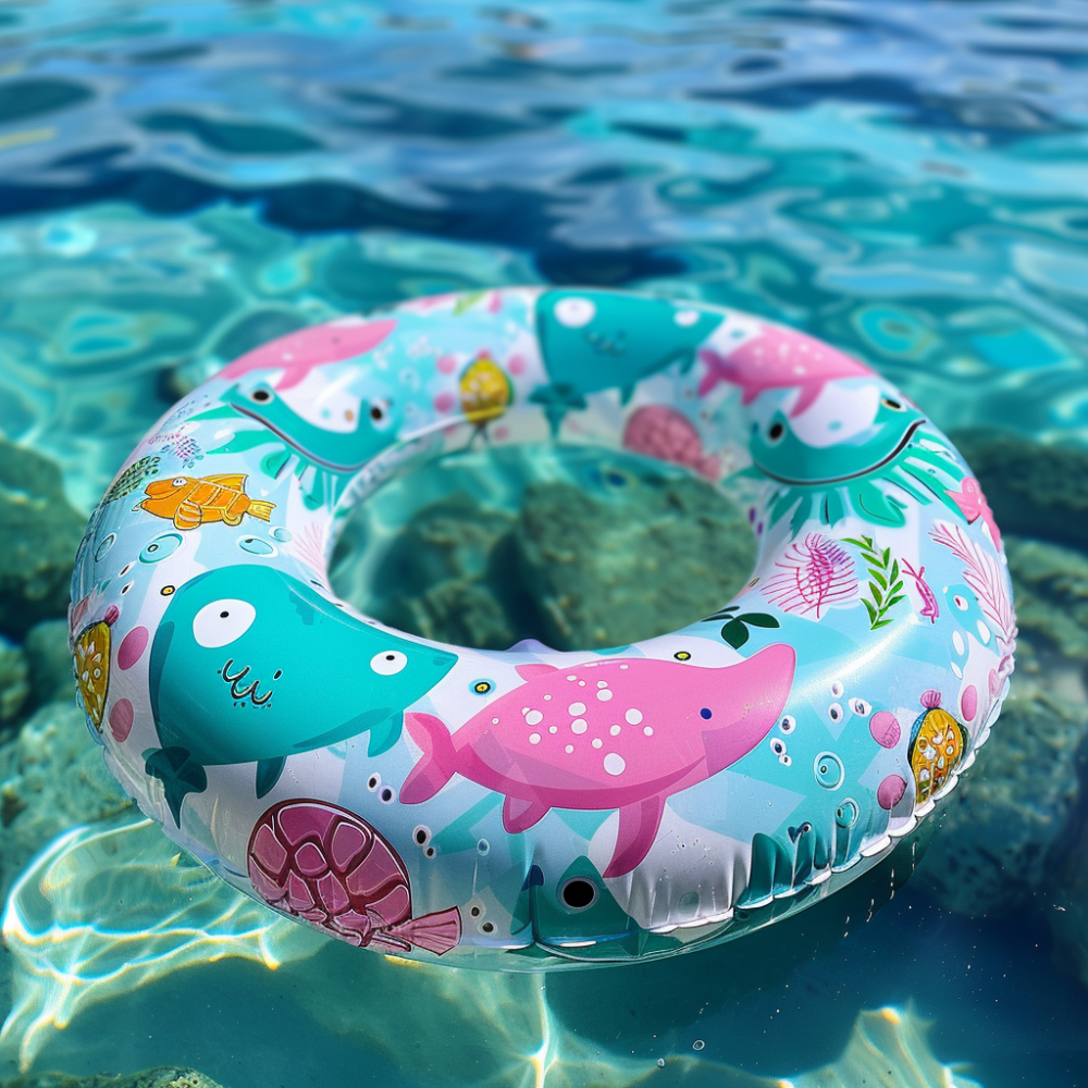 Colorful Ocean Life Inflatable Swim Ring – Fun & Safe for Kids' Summer Pool Adventures