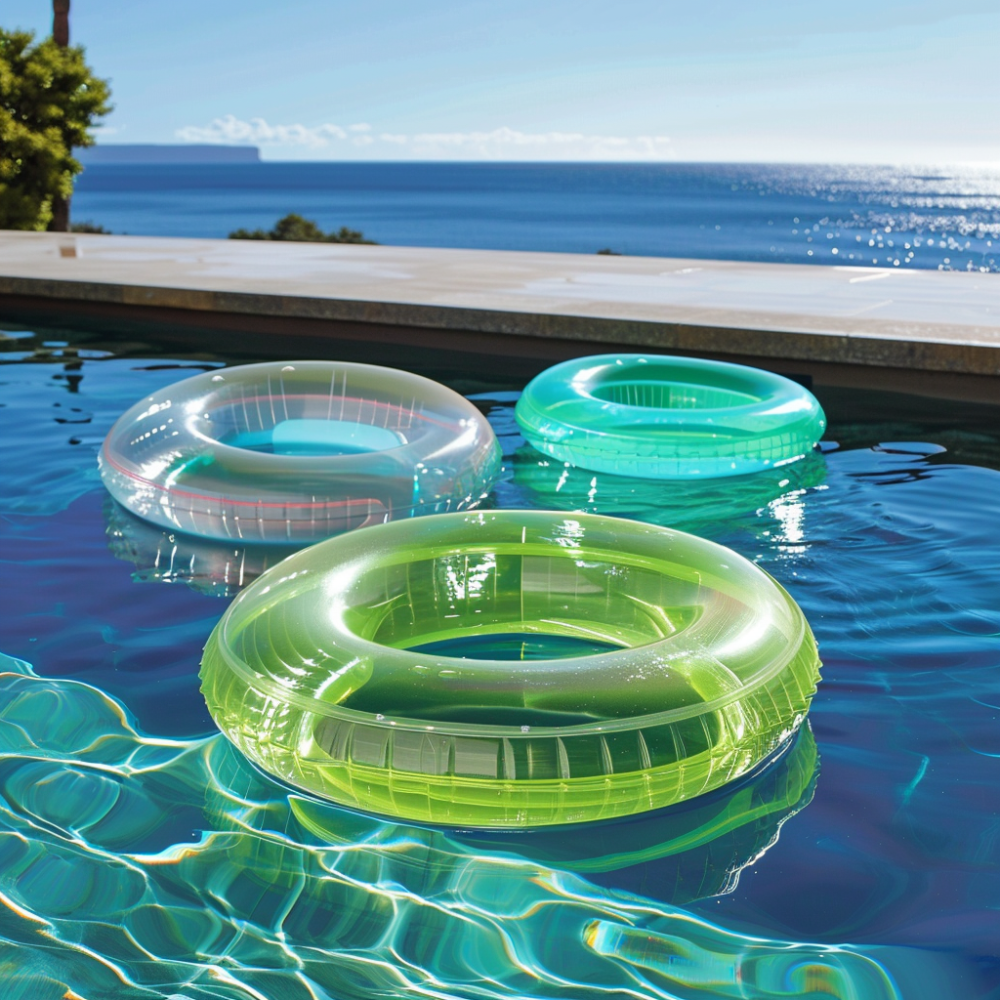 Transparent Colorful Inflatable Swim Rings – Perfect for Summer Pool & Beach Relaxation