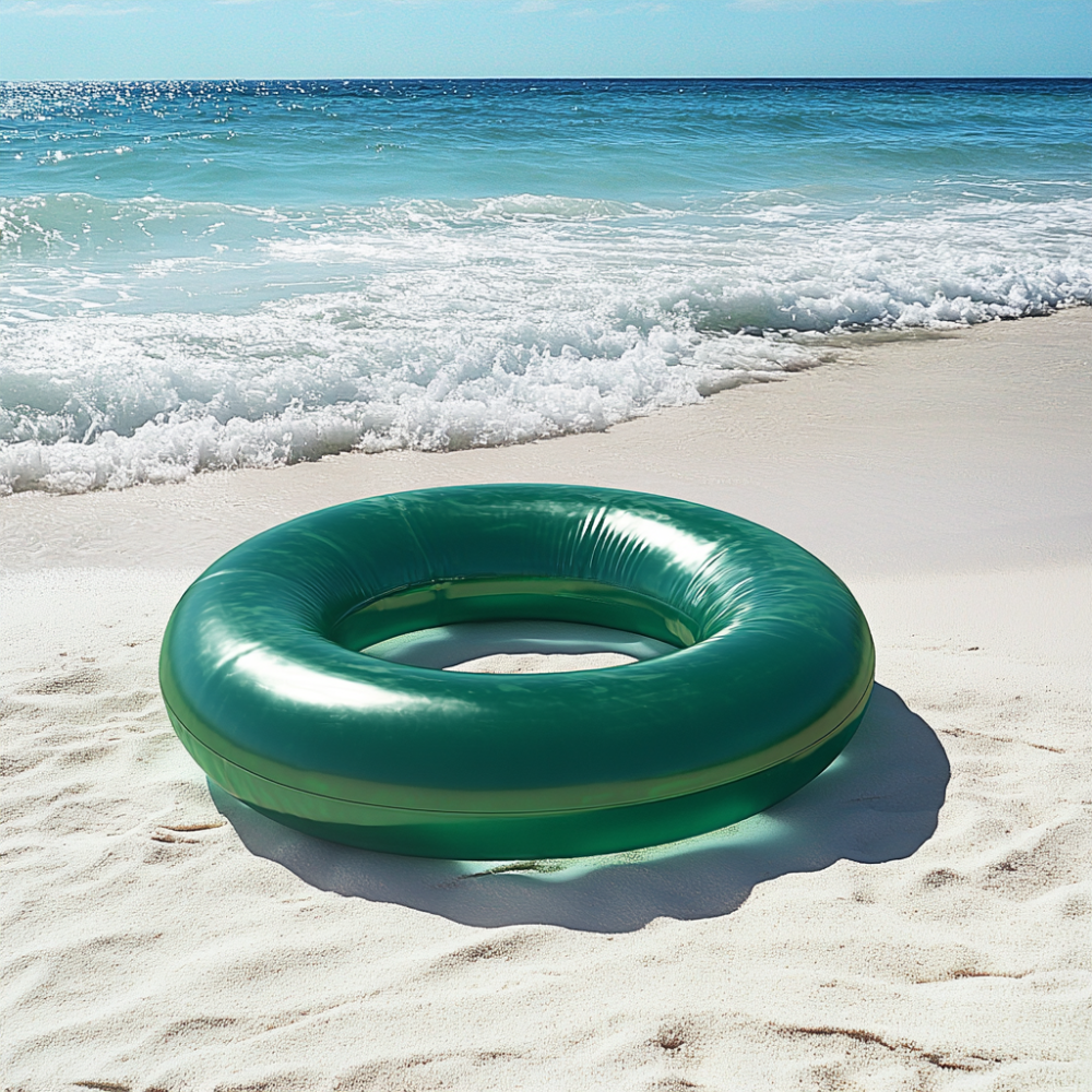 Green Inflatable Swim Ring – Ideal for Beach Fun & Ocean Safety