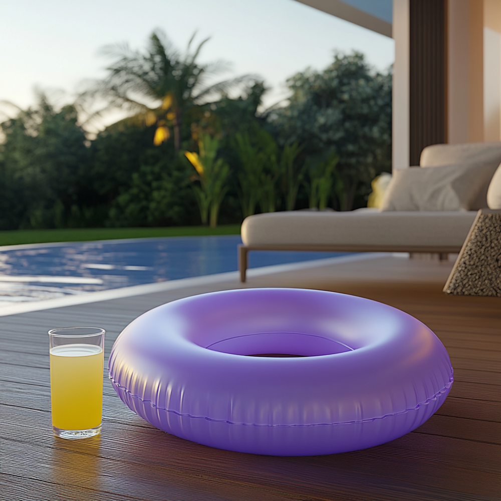 Purple Inflatable Swim Ring – Perfect for Poolside Relaxation & Tropical Getaways