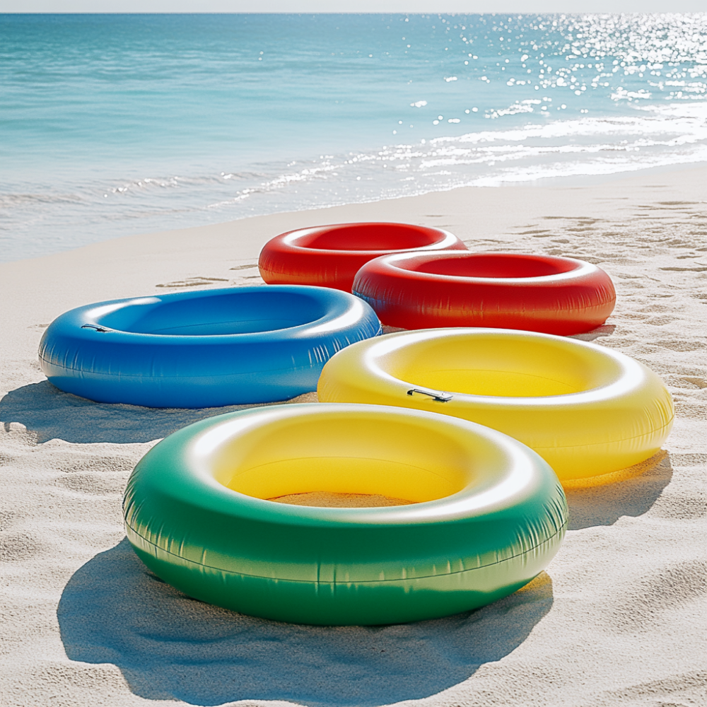 Colorful Inflatable Swim Rings – Perfect for Beach Fun & Family Summer Adventures